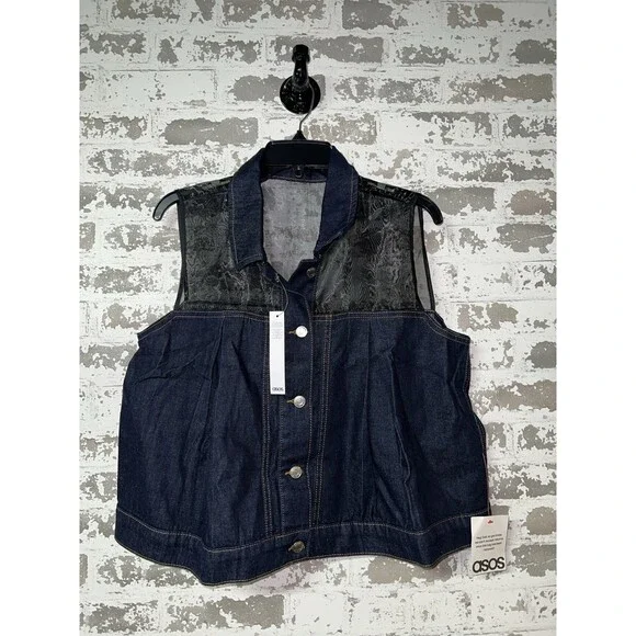 NEW! ASOS Hybrid Chiffon Denim Shirt in Dark Blue Size US 8 - Picture 7 of 7